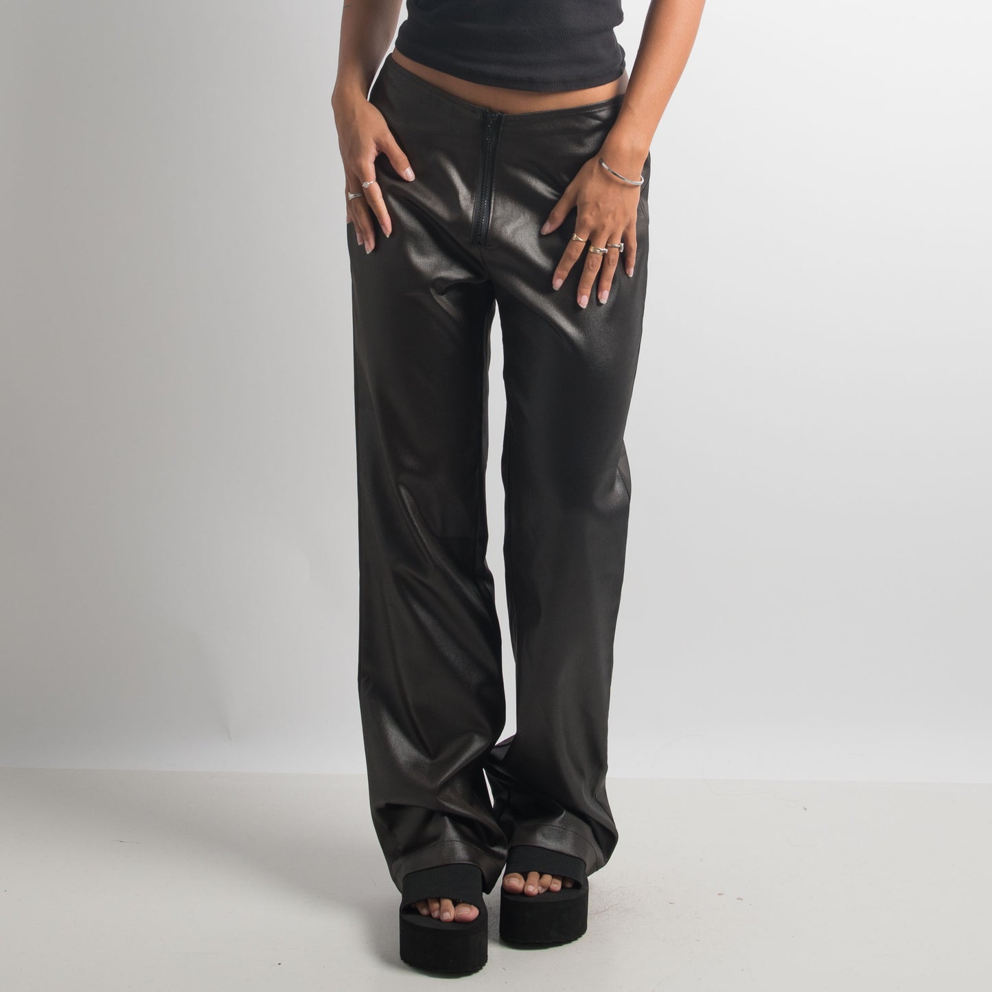 METALLIC BOOTCUT TROUSERS