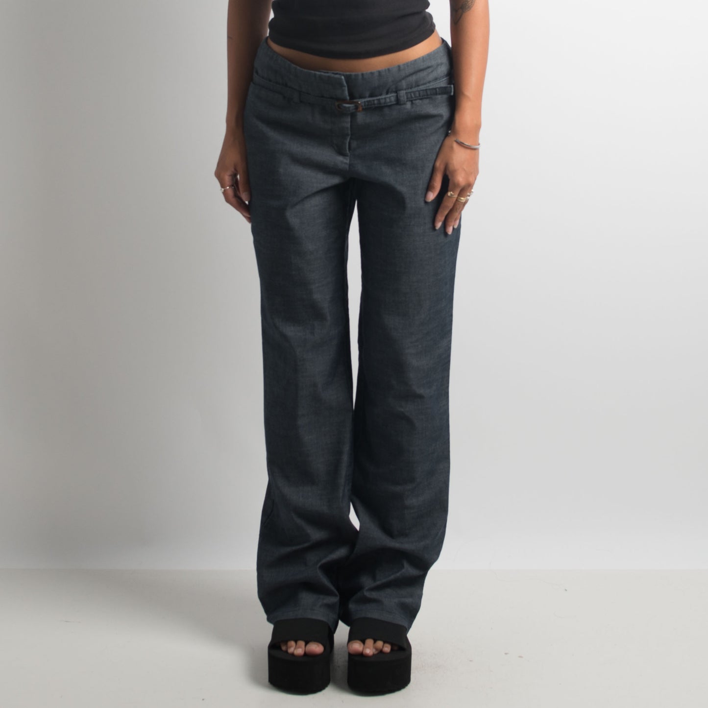 NAVY MARLE PANTS