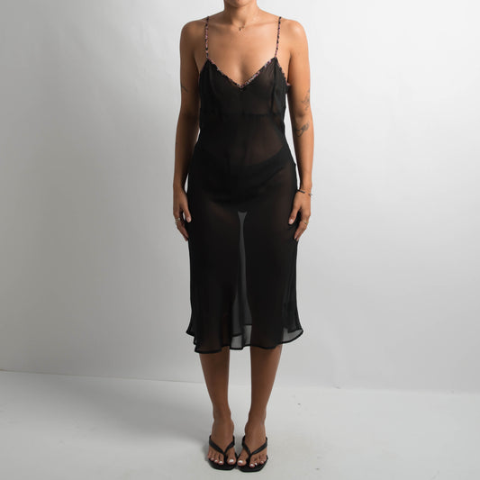 BLACK SHEER SLIP DRESS