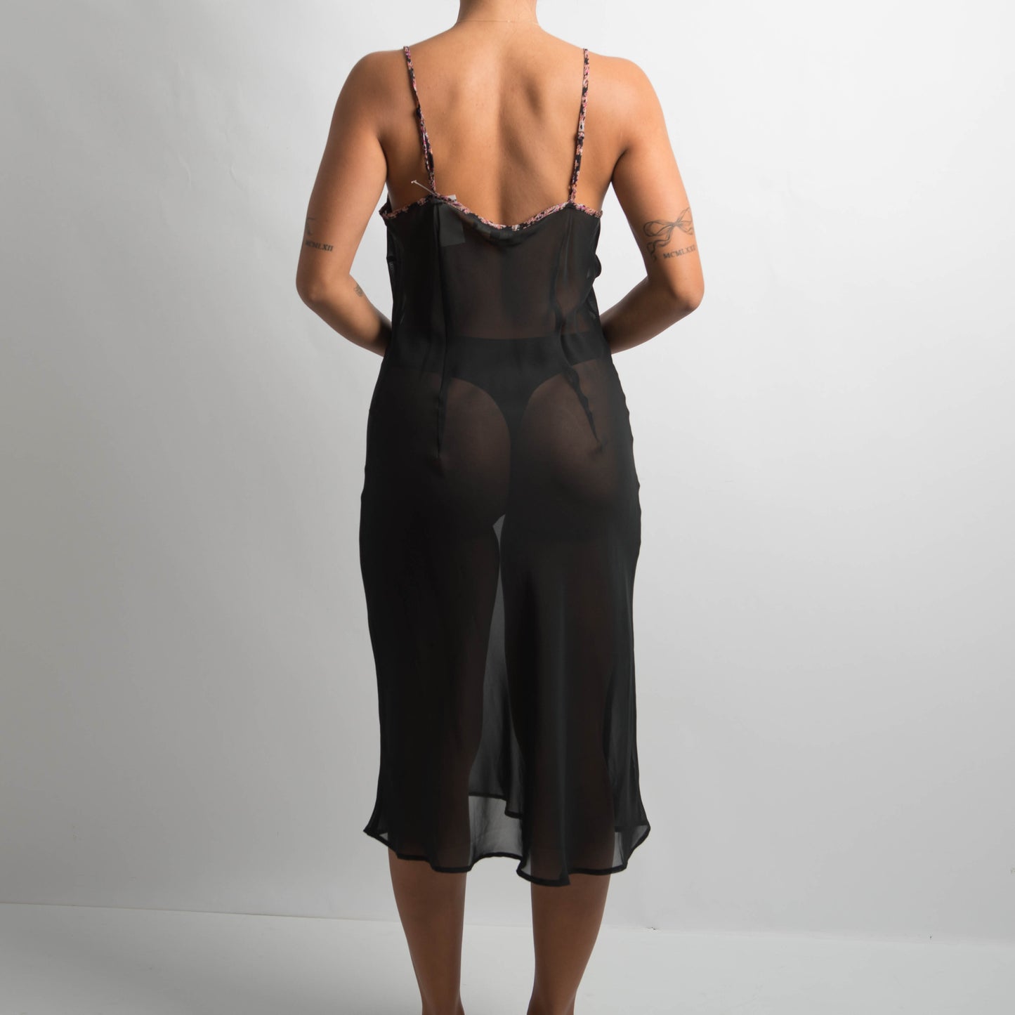 BLACK SHEER SLIP DRESS