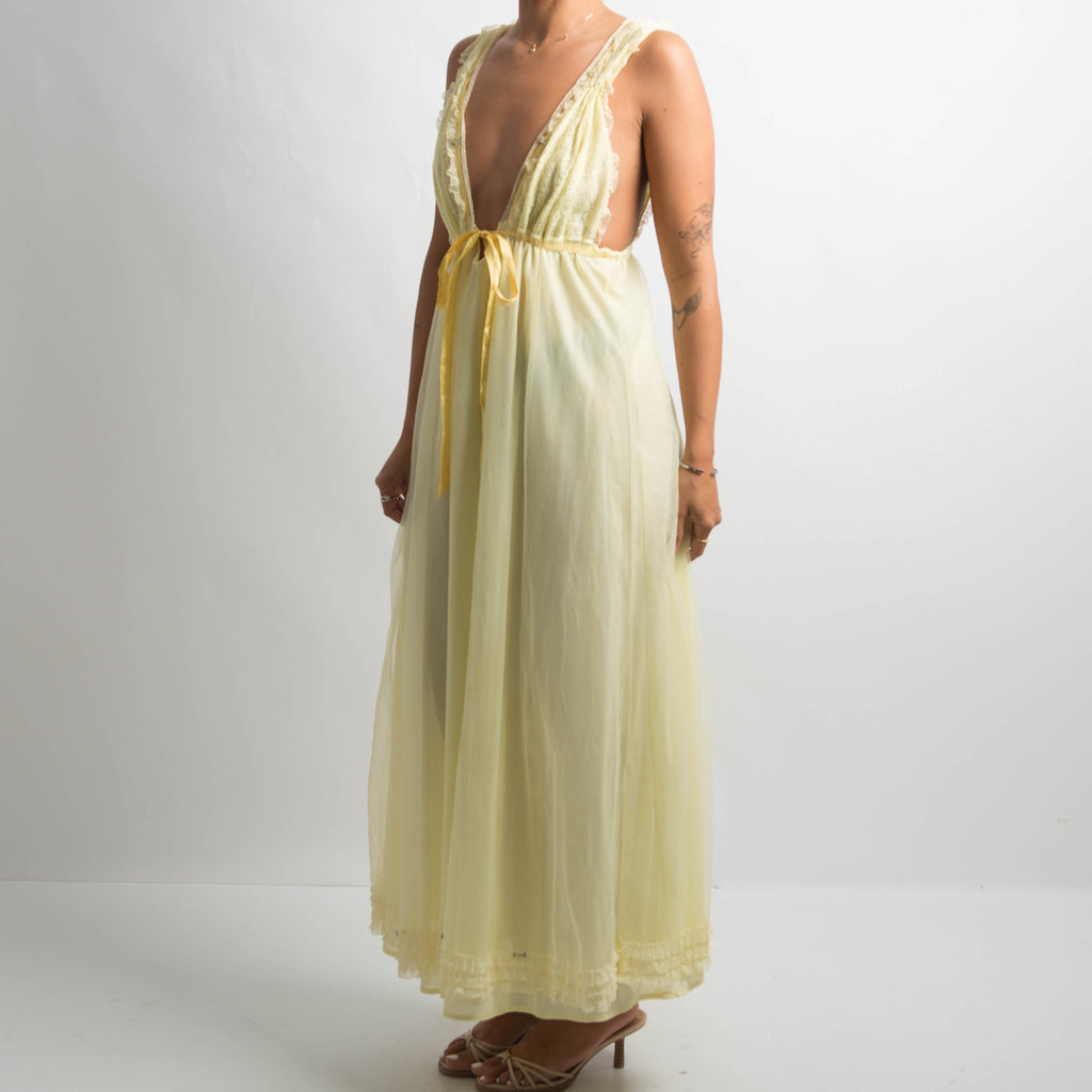 YELLOW LACE DRESS + ROBE SET