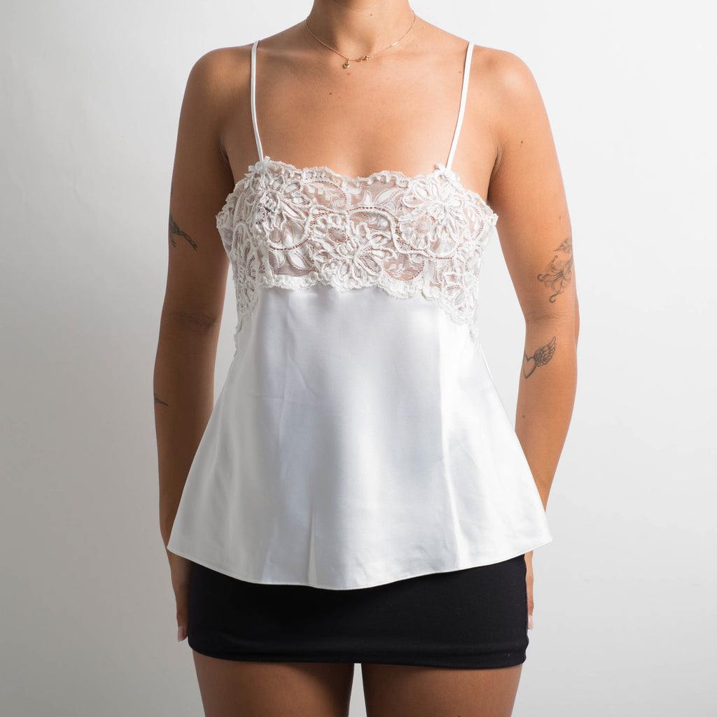 WHITE SATIN CAMISOLE