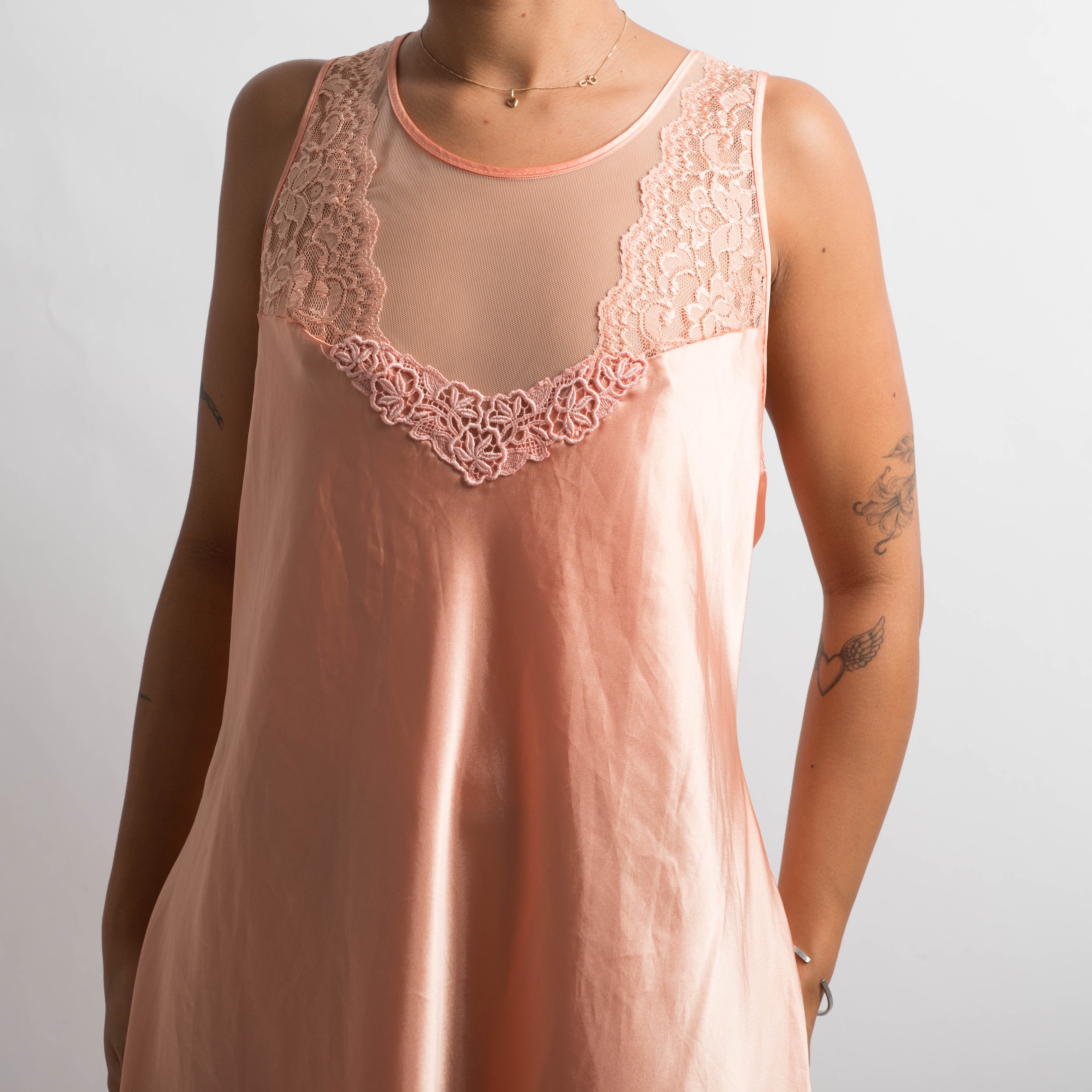 PEACH SATIN NIGHTGOWN