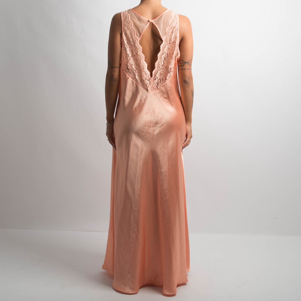 PEACH SATIN NIGHTGOWN