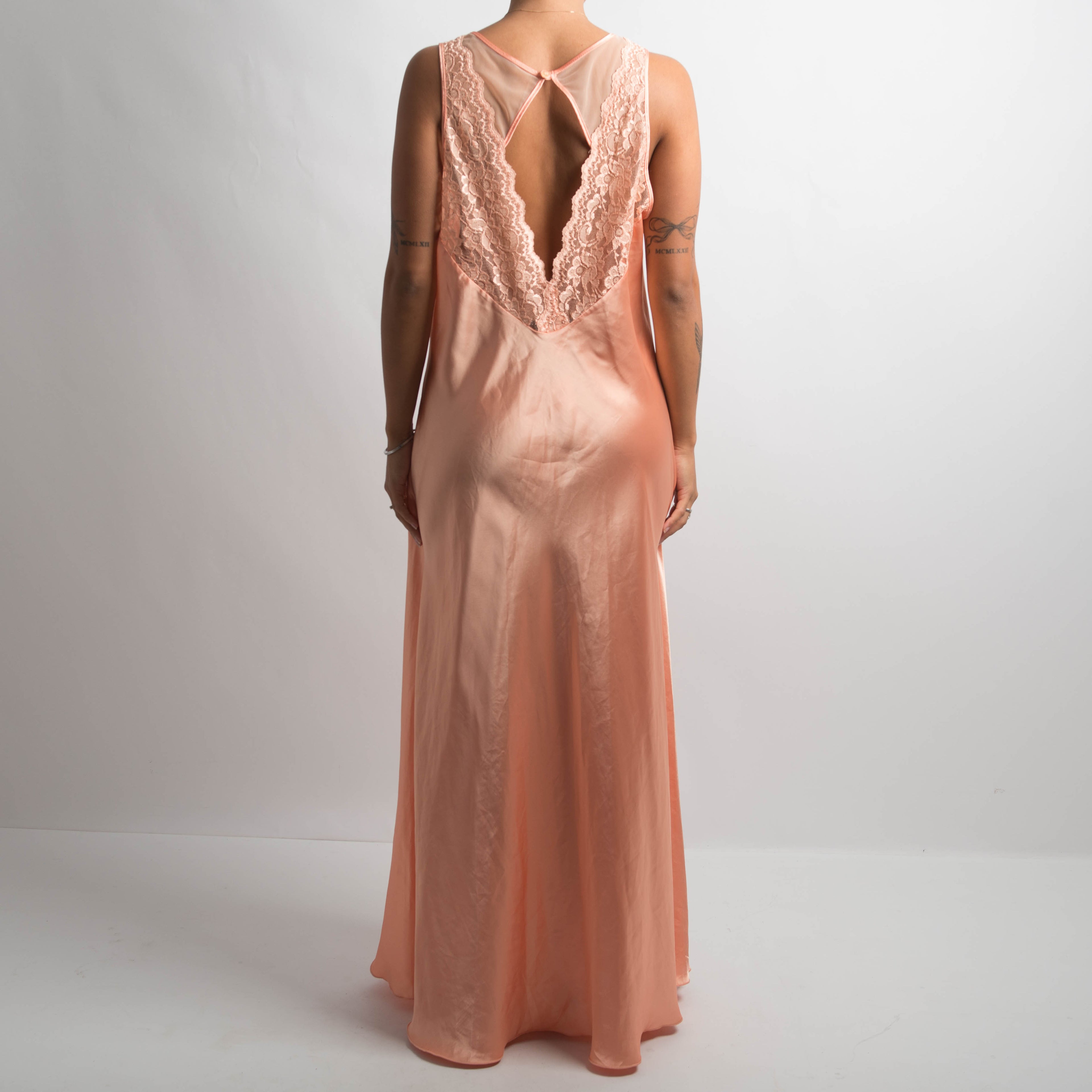 PEACH SATIN NIGHTGOWN