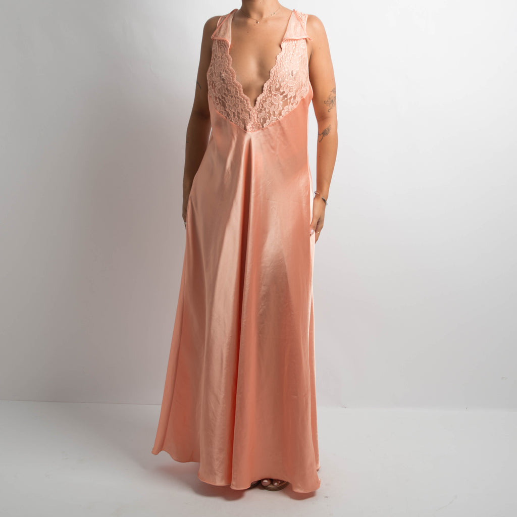 PEACH SATIN NIGHTGOWN