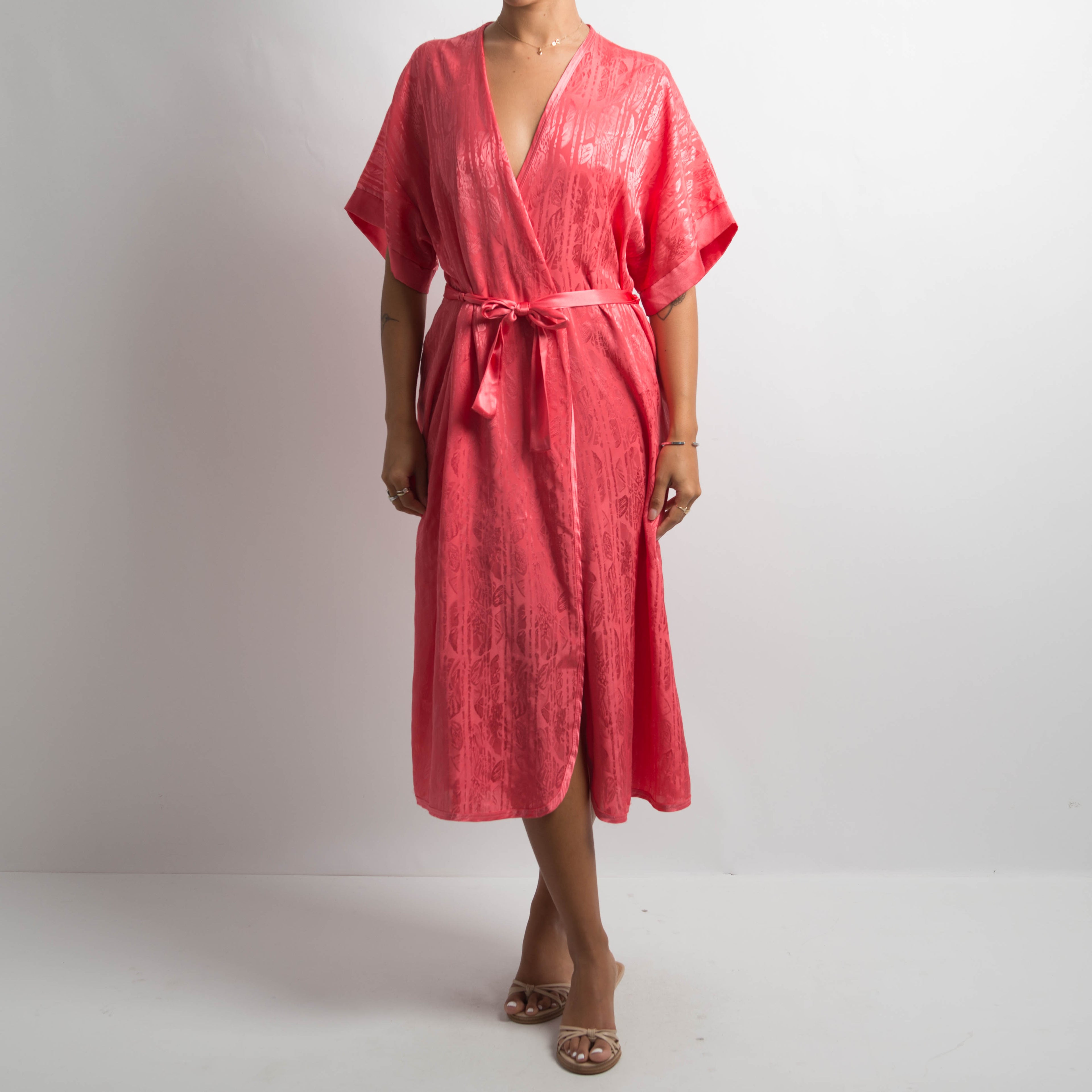 RASPBERRY SATIN ROBE