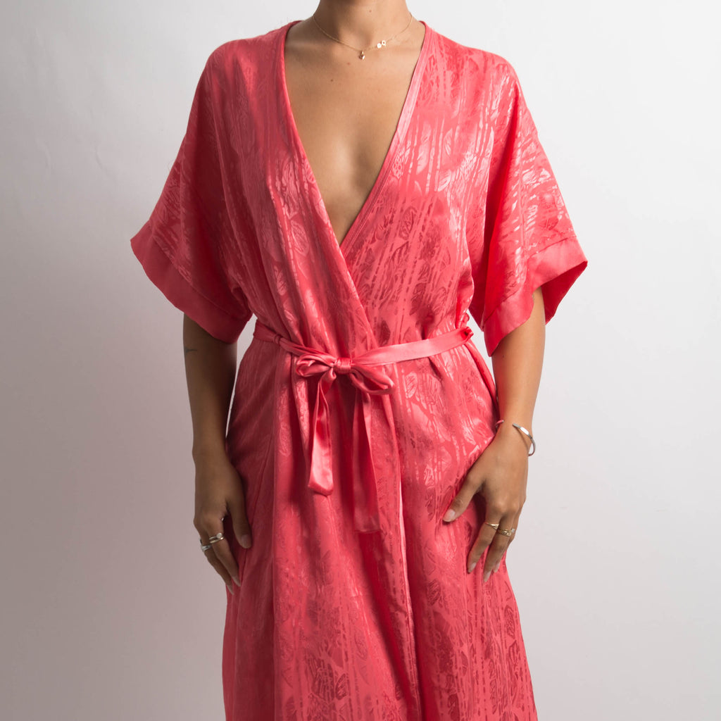 RASPBERRY SATIN ROBE