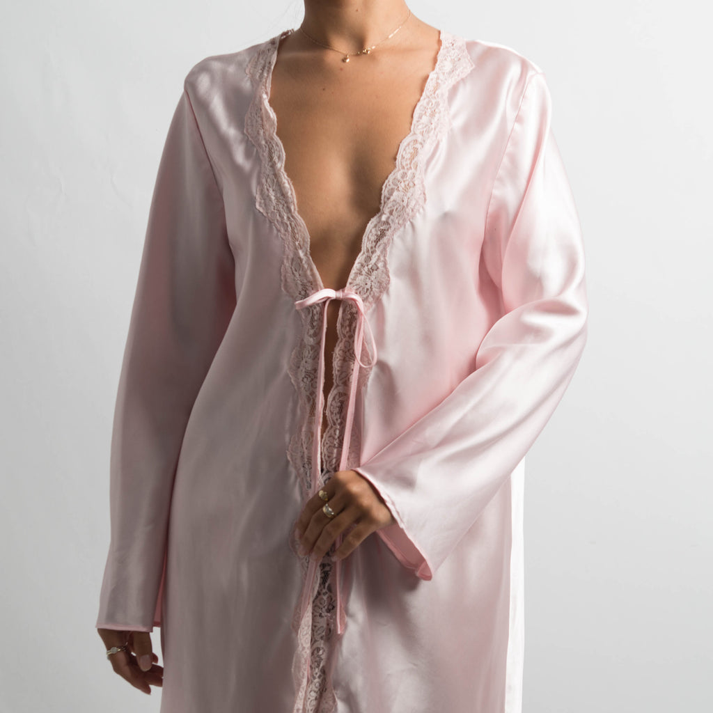 PINK SATIN ROBE
