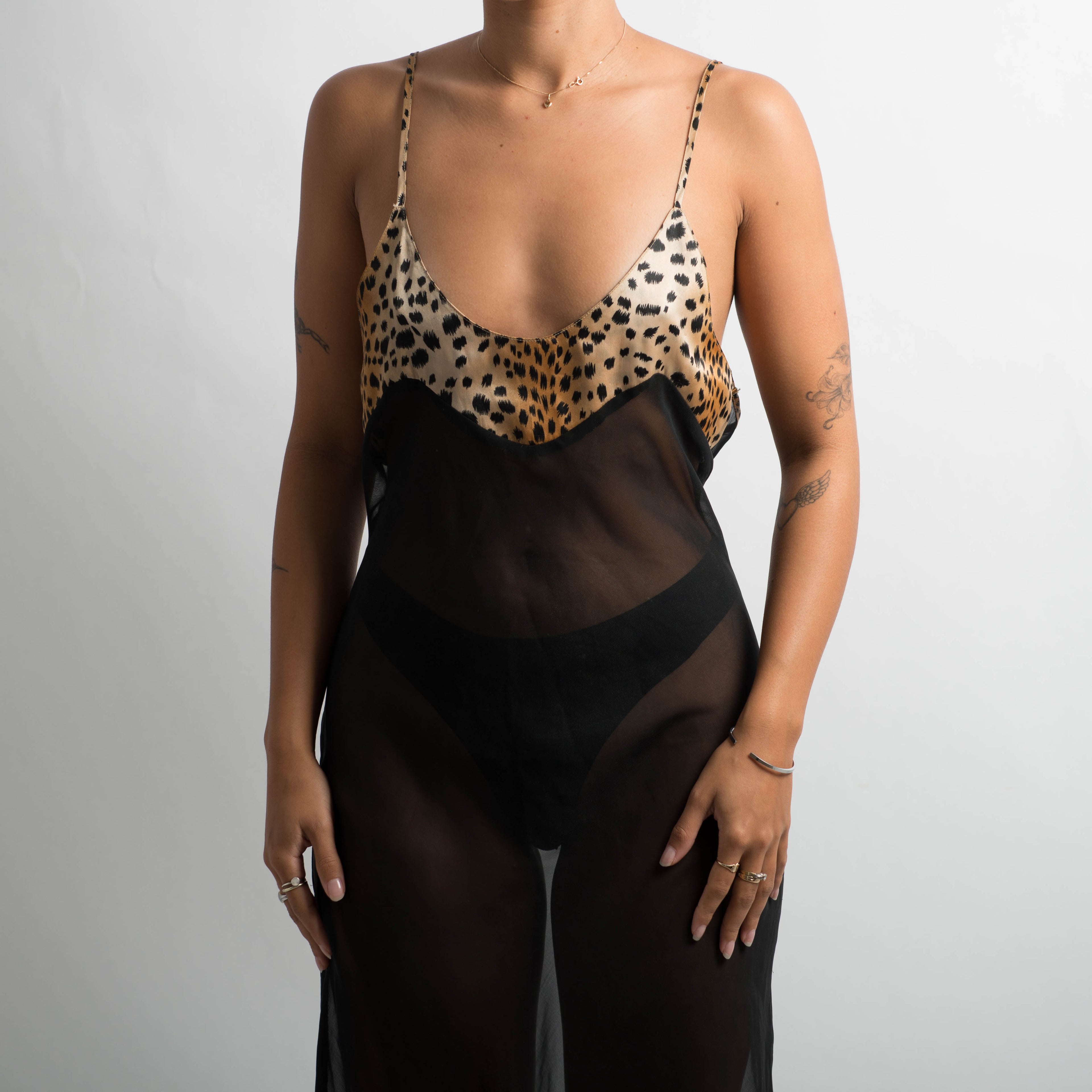 BLACK SHEER DRESS + ROBE SET