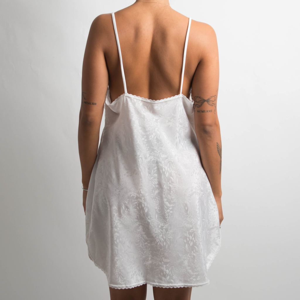 WHITE SATIN SLIP DRESS