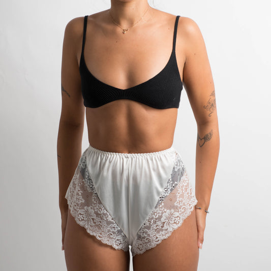 WHITE SATIN BRIEFS