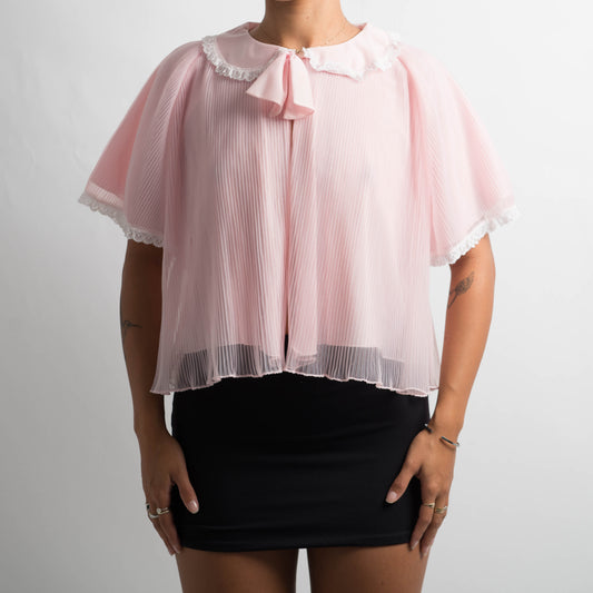 PINK COLLARED BED JACKET