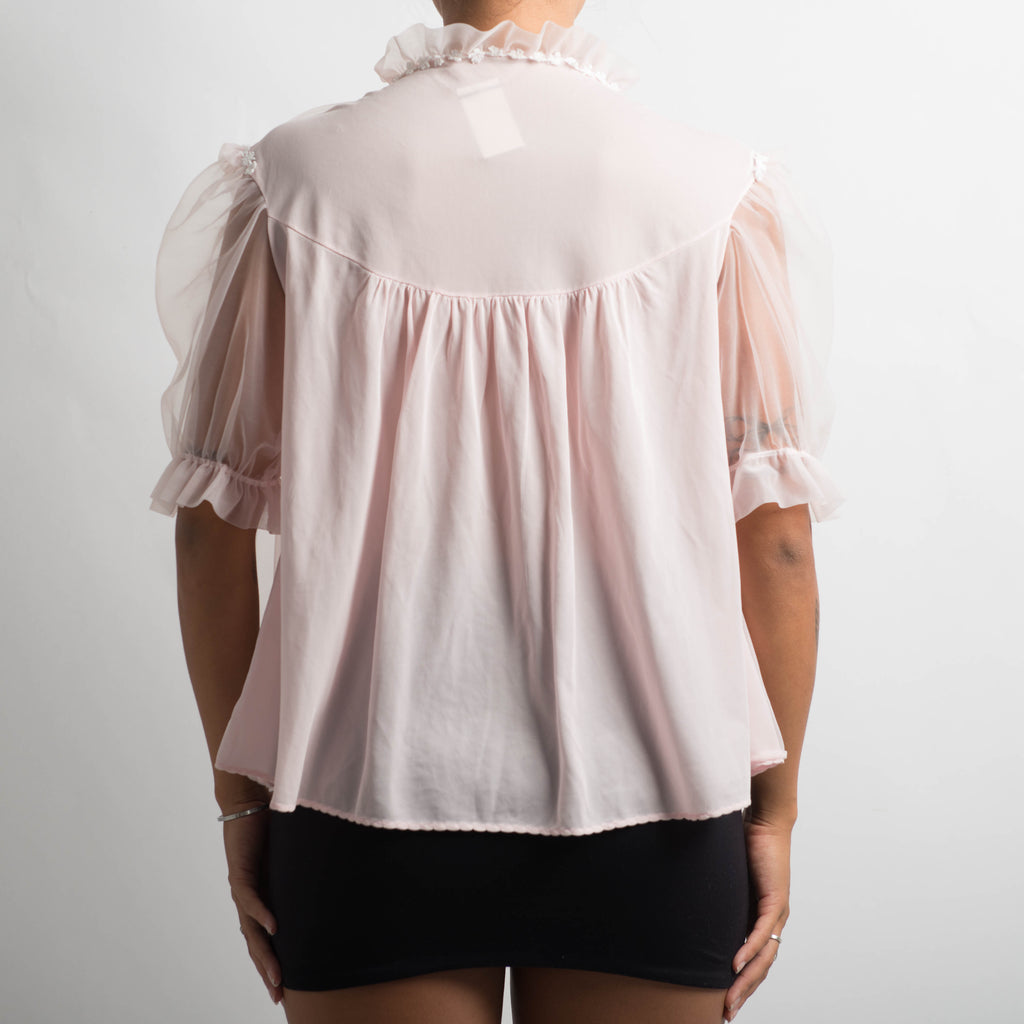 PINK RUFFLE BED JACKET
