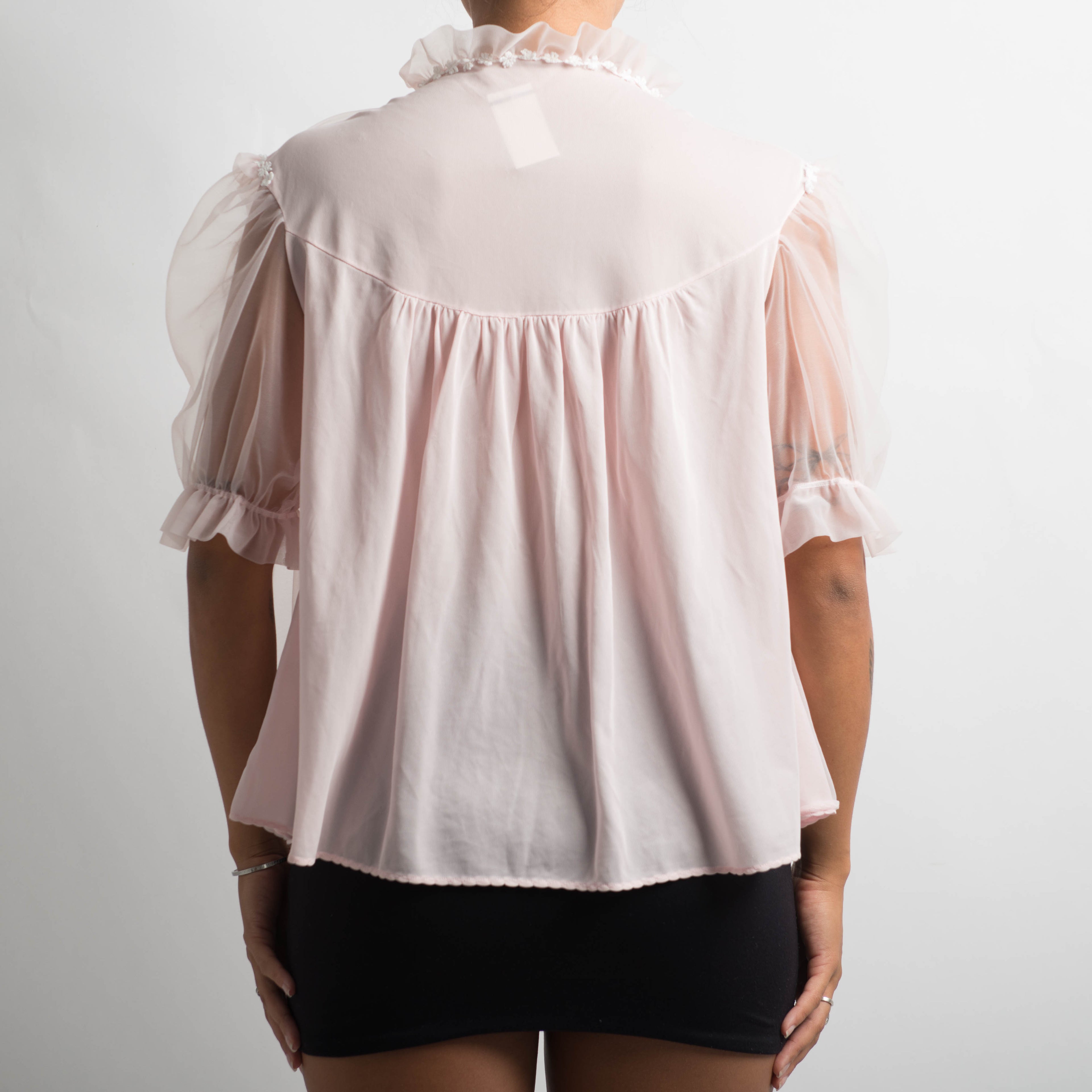 PINK RUFFLE BED JACKET