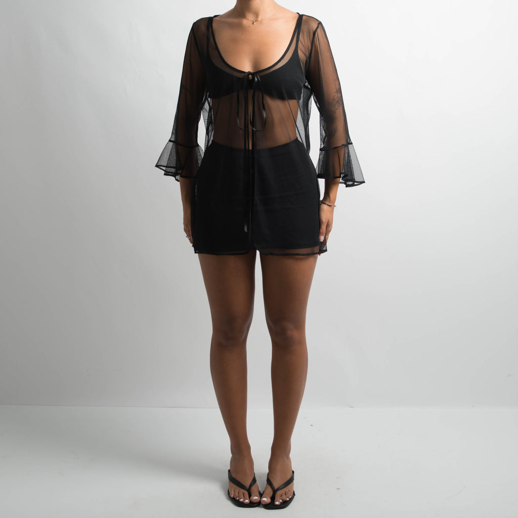 BLACK SHEER MESH TOP
