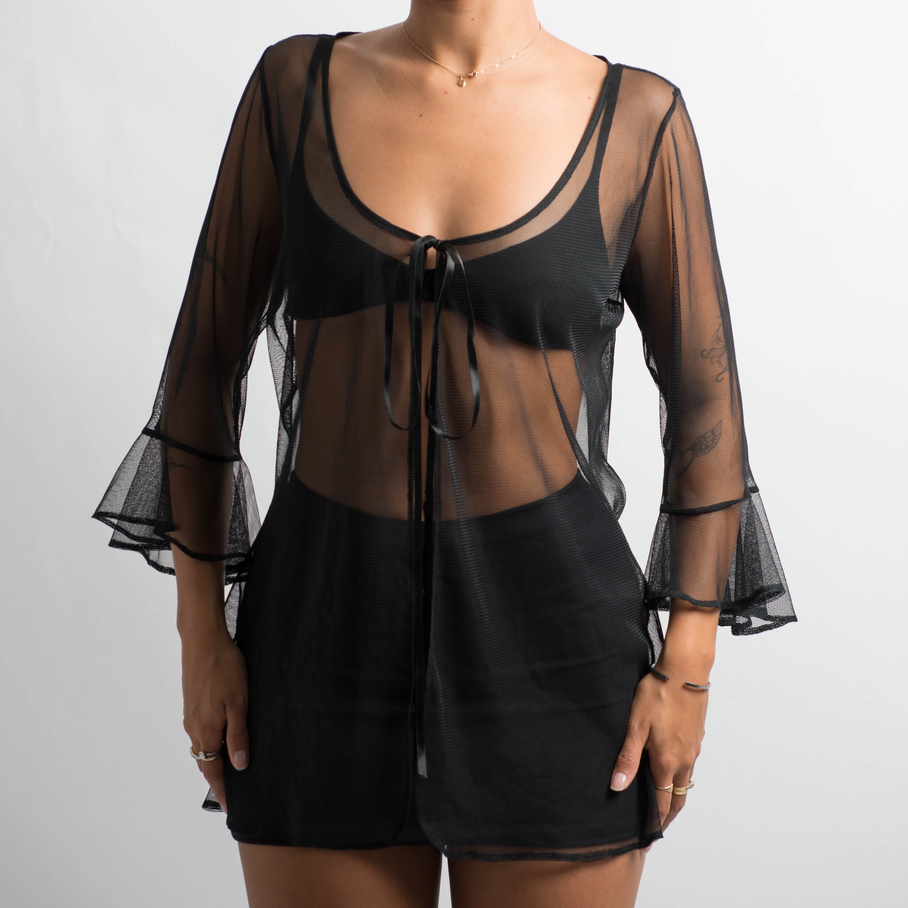 BLACK SHEER MESH TOP