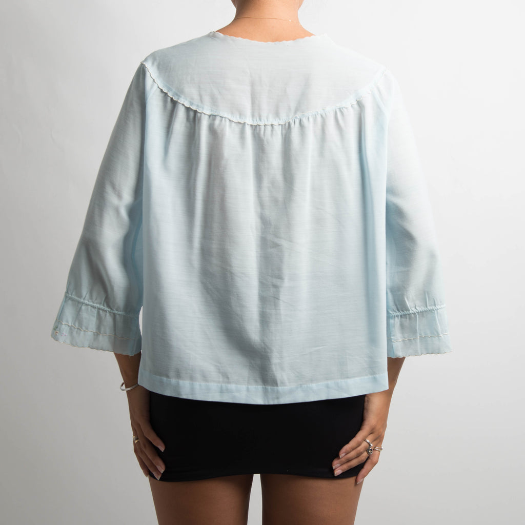BLUE EMBROIDERED BED JACKET
