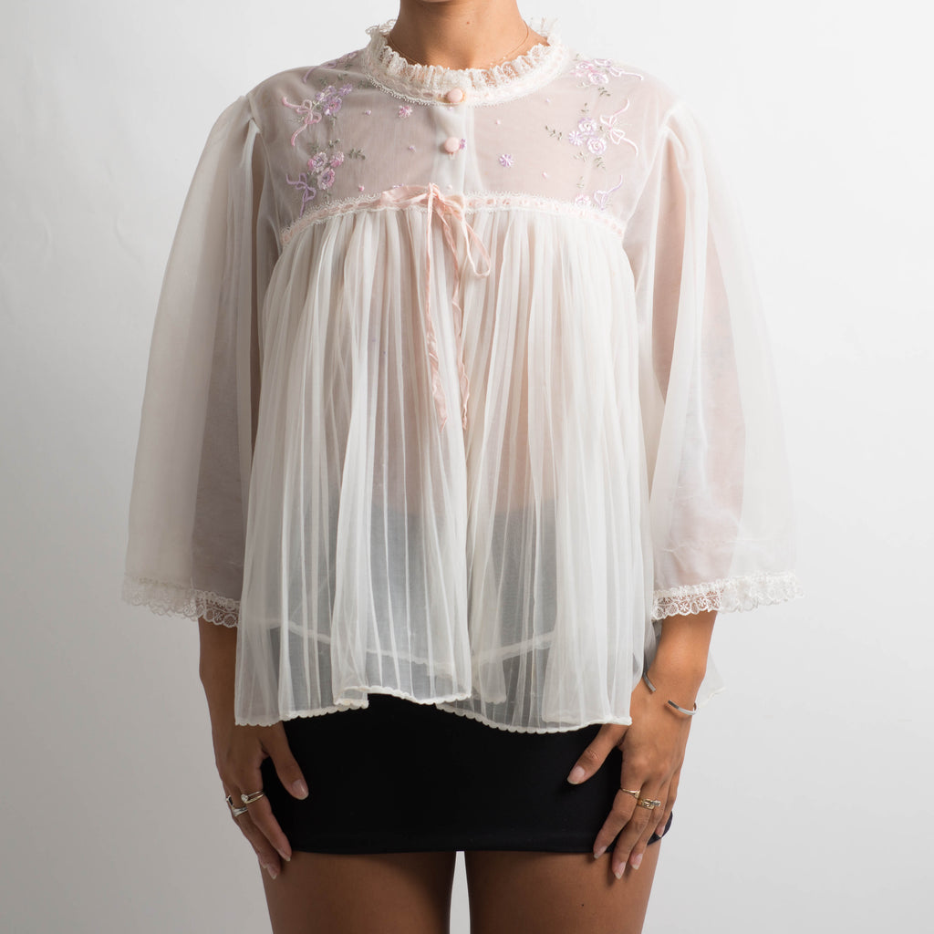 WHITE LAYERED BED JACKET