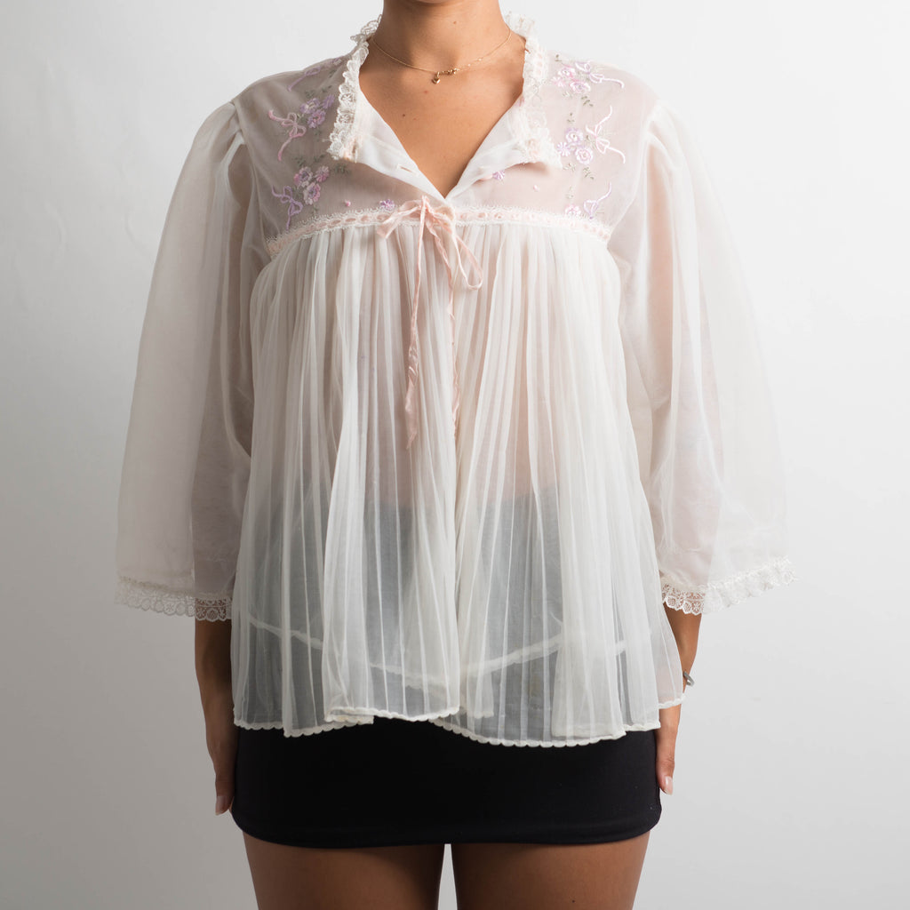 WHITE LAYERED BED JACKET