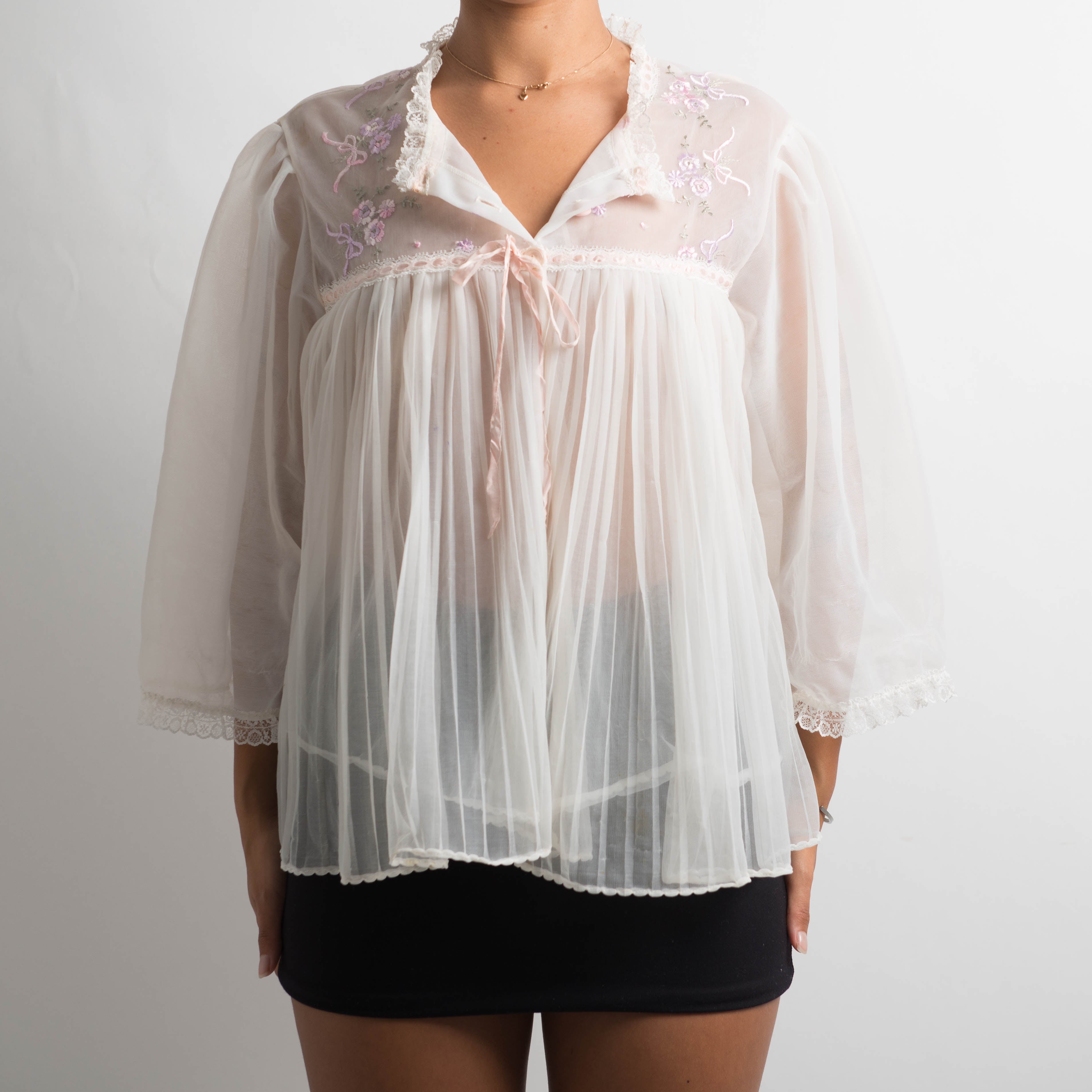 WHITE LAYERED BED JACKET