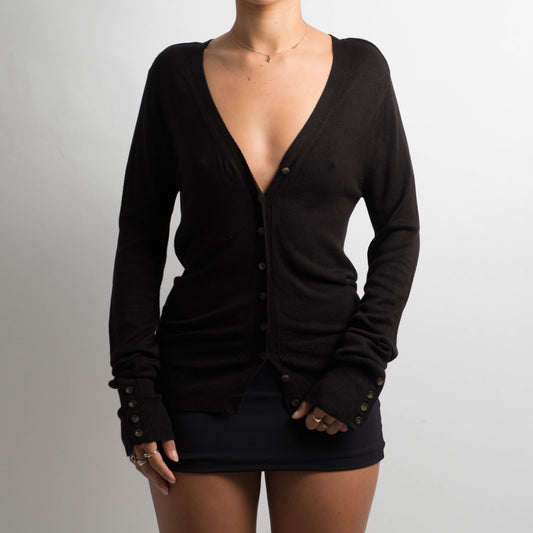 THIN KNIT BLACK CARDIGAN