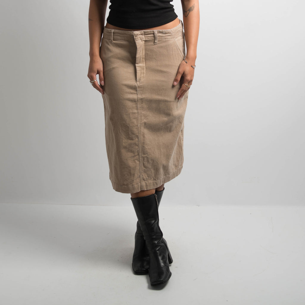 TAN CORDUROY MIDI SKIRT