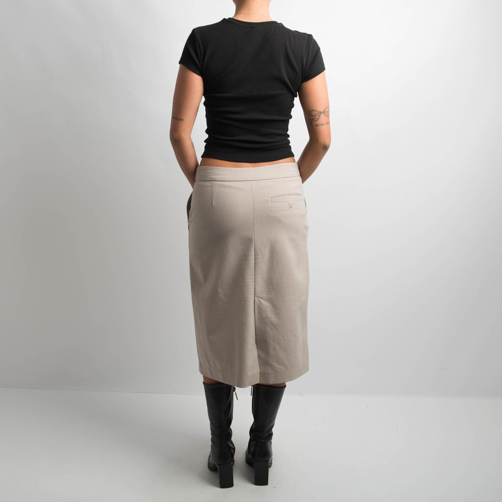 BEIGE MIDI SKIRT