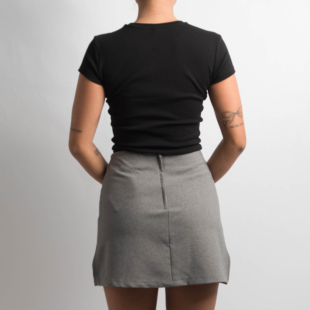 MID GREY A-LINE MINI SKIRT