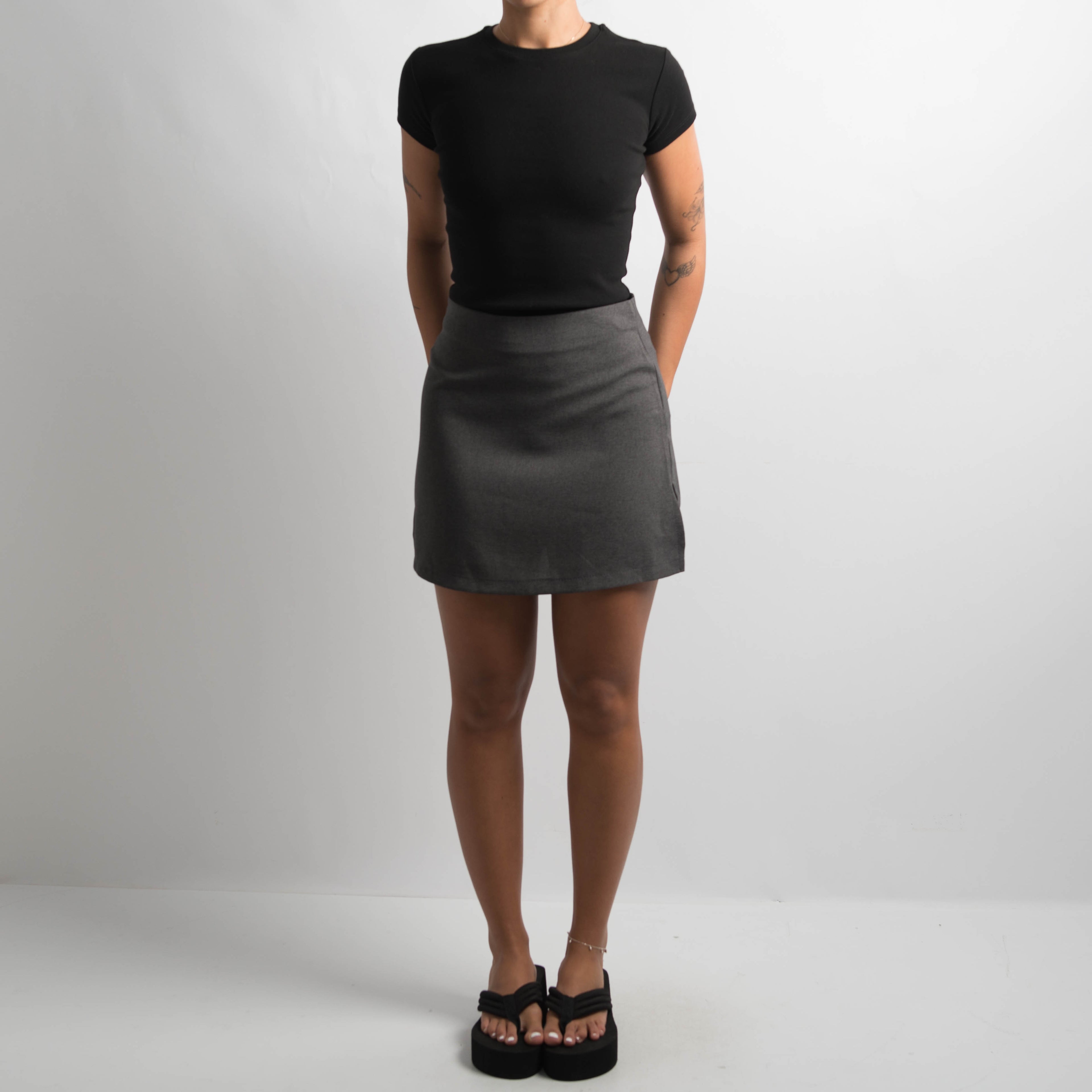 DARK GREY A-LINE MINI SKIRT