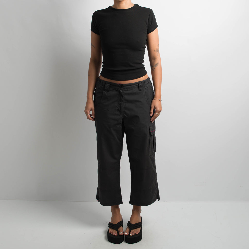 BLACK CROP UTILITY PANTS
