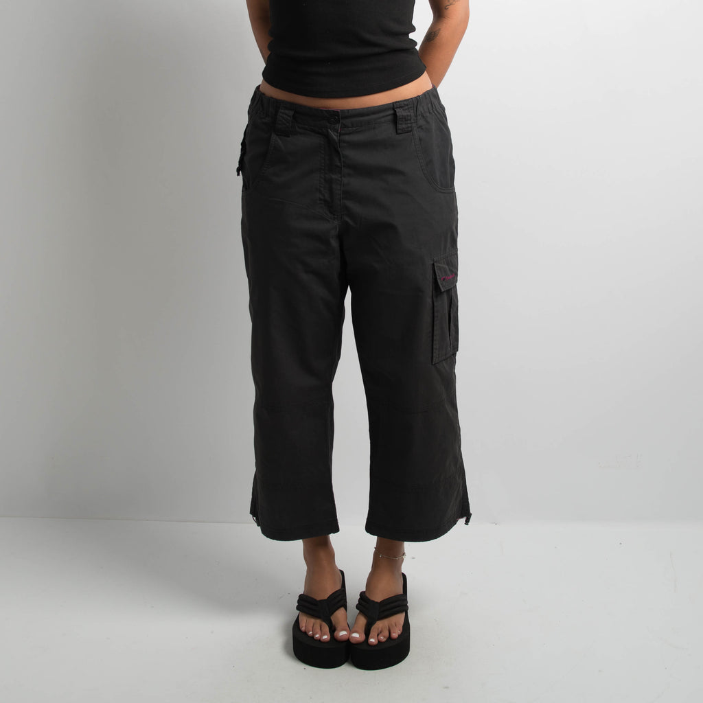 BLACK CROP UTILITY PANTS