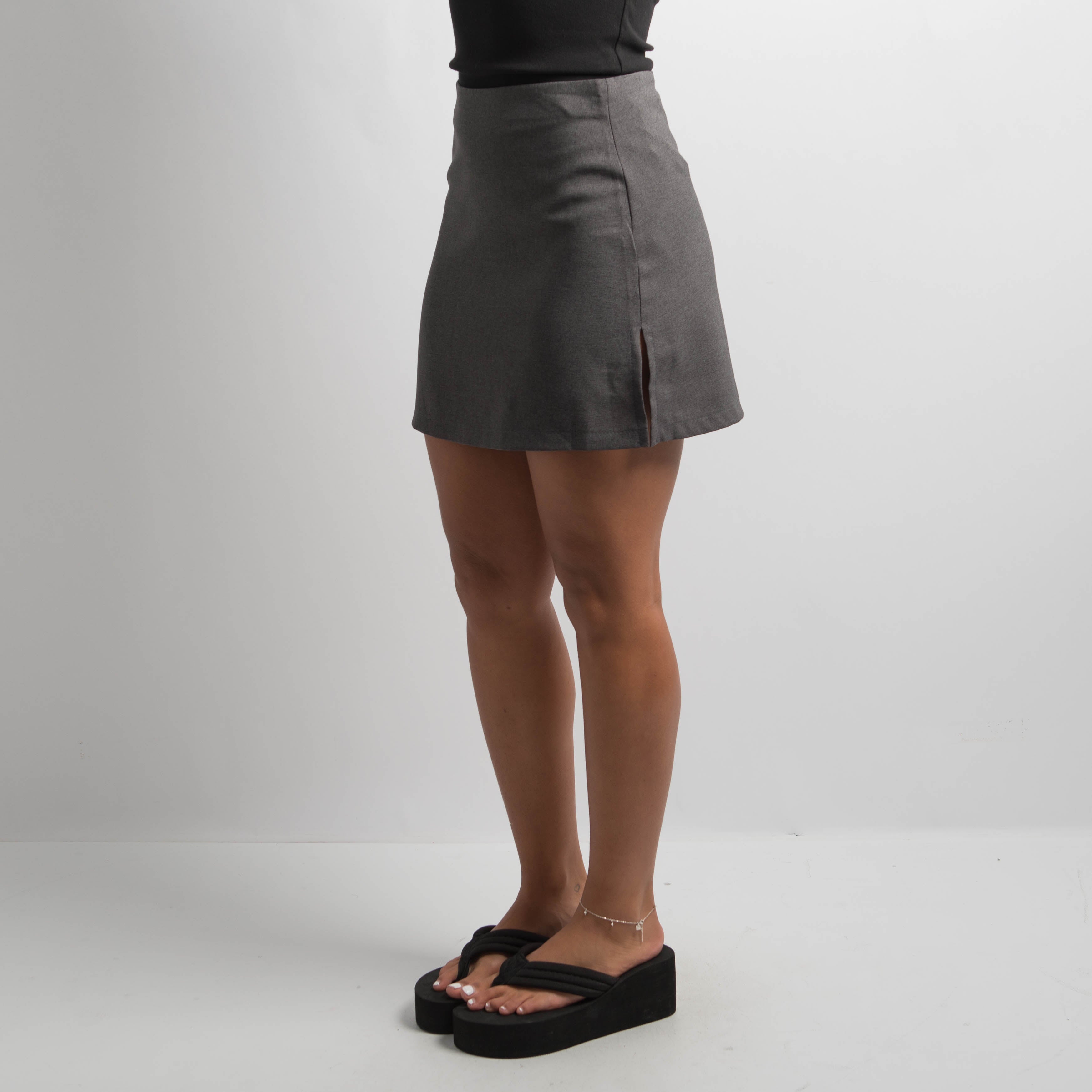 DARK GREY A-LINE MINI SKIRT
