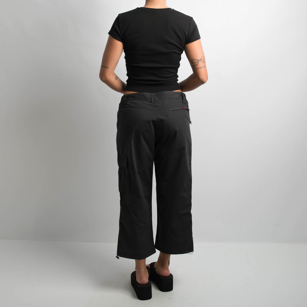 BLACK CROP UTILITY PANTS