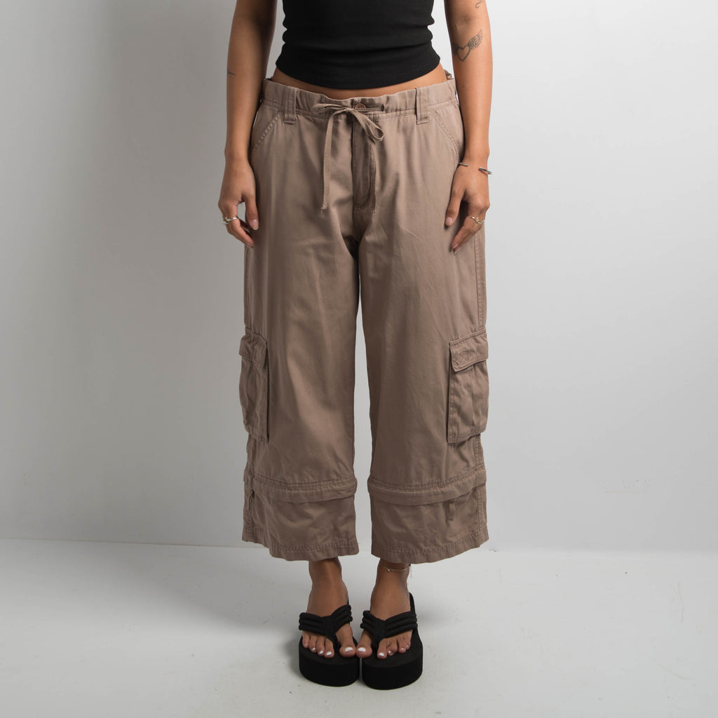 BROWN CROP CARGO PANTS