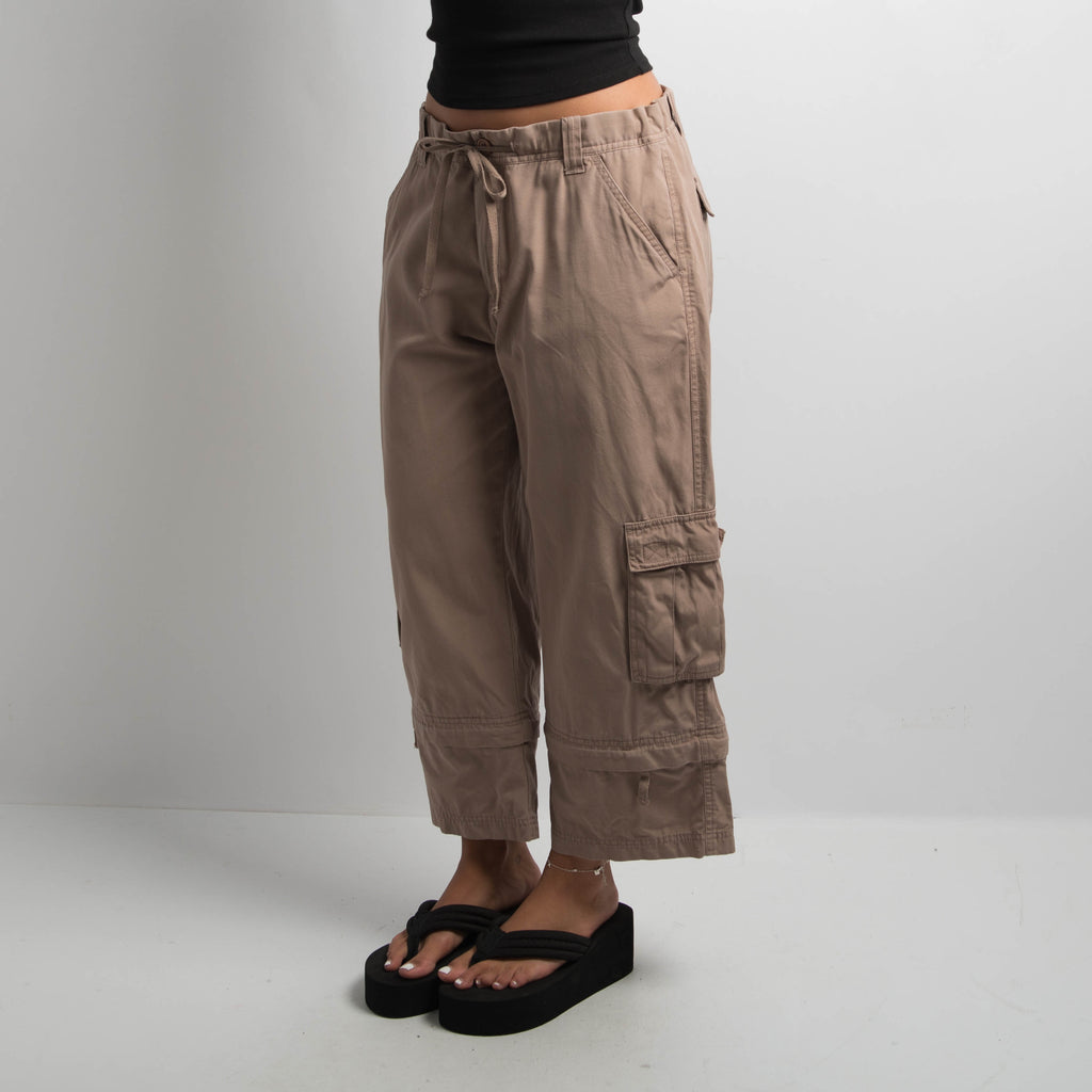 BROWN CROP CARGO PANTS