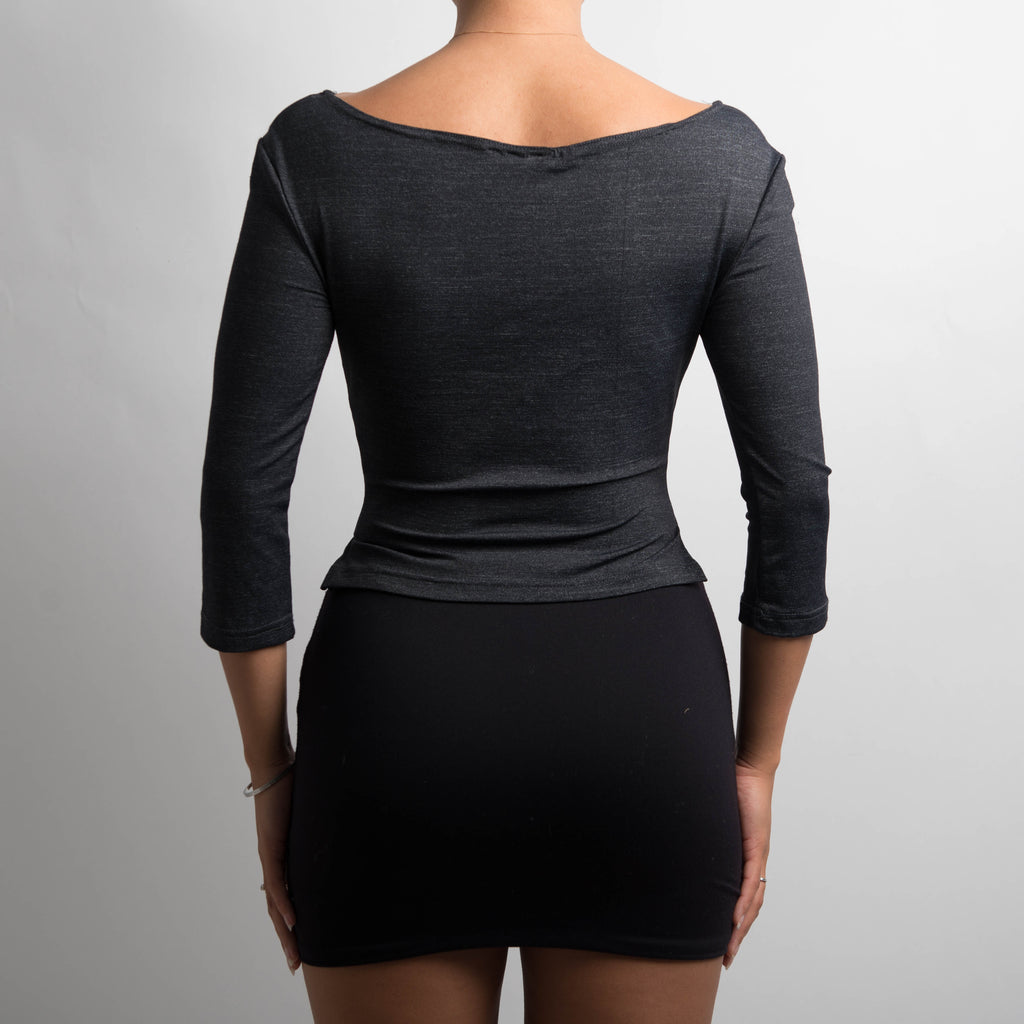 GREY SLINKY 3/4 SLEEVE TOP