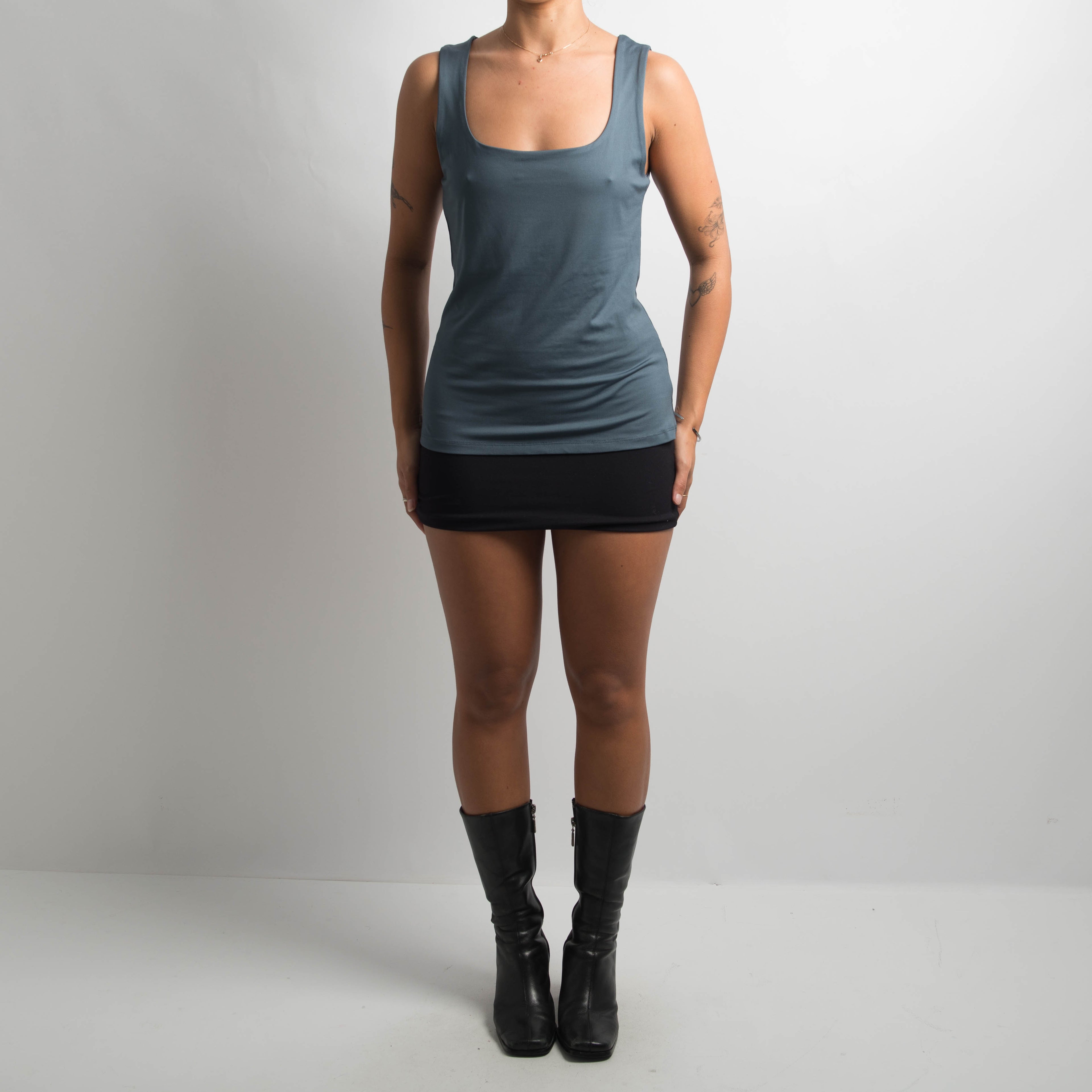 GREY BLUE STRETCH TANK TOP
