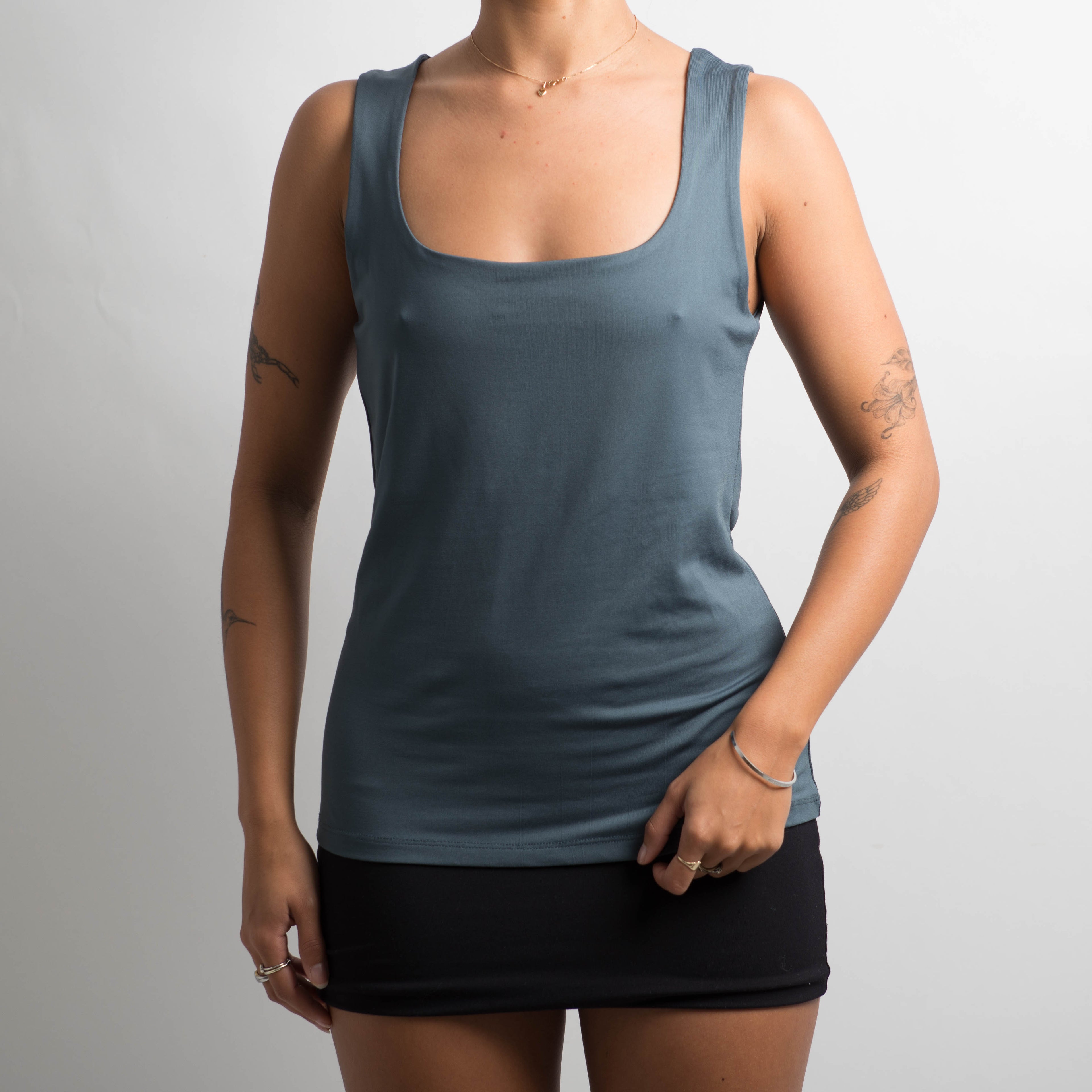 GREY BLUE STRETCH TANK TOP