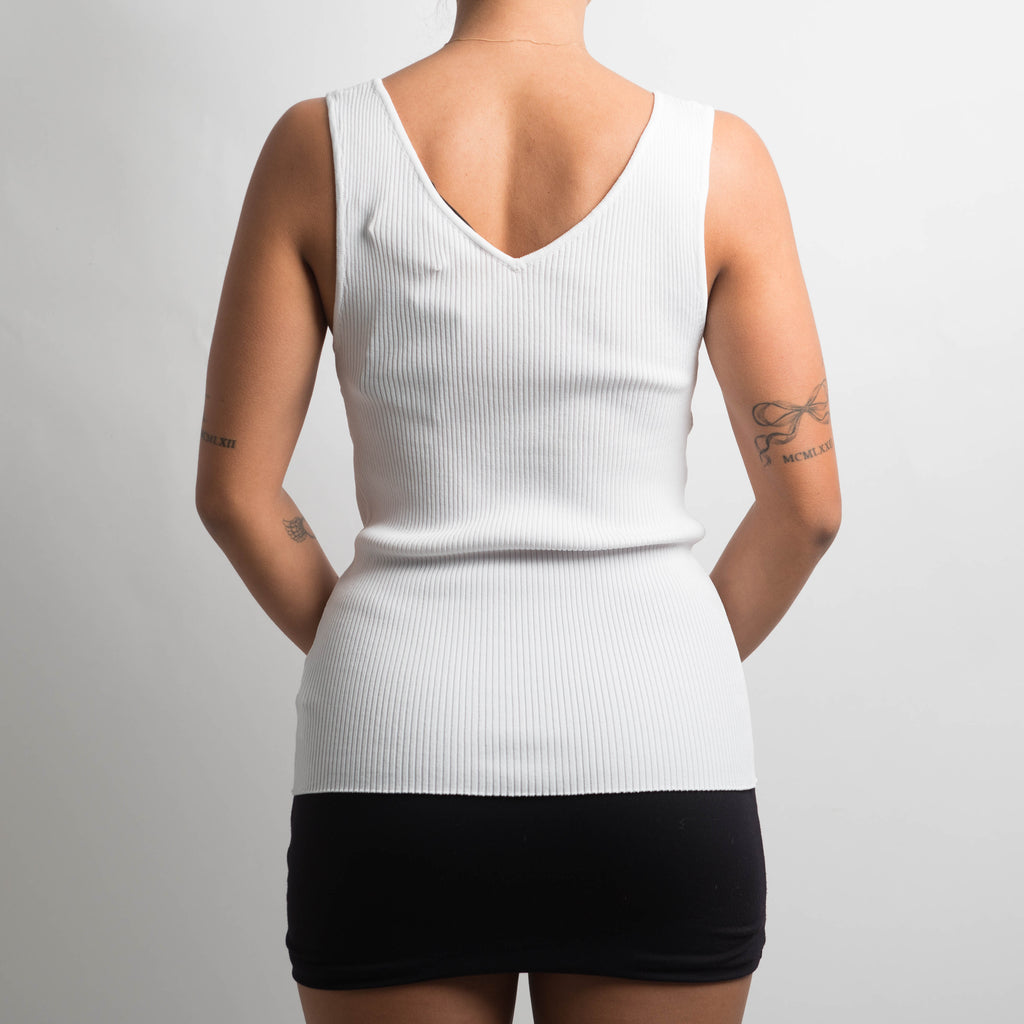 WHITE RIBBED TANK TOP