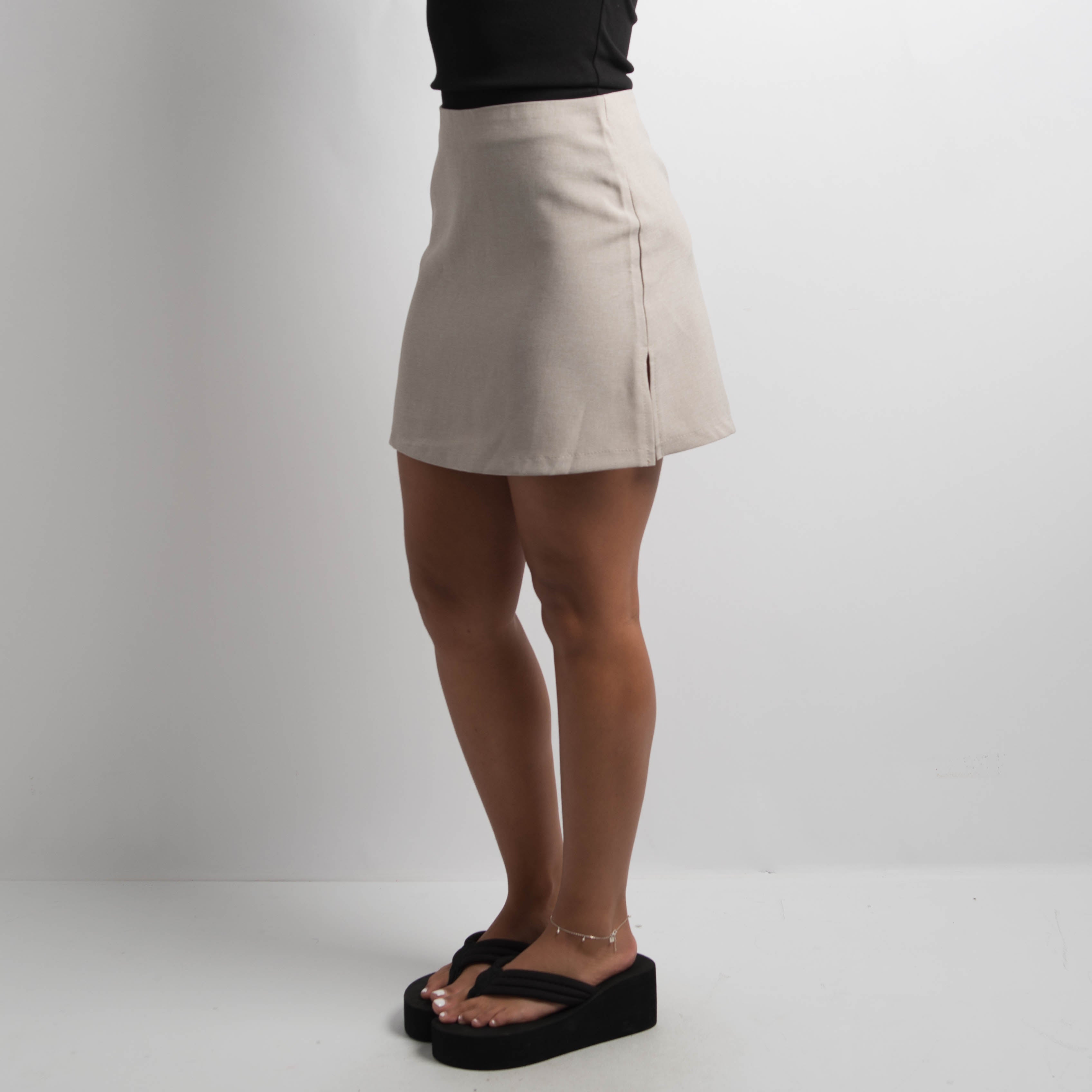 CREAM A-LINE MINI SKIRT
