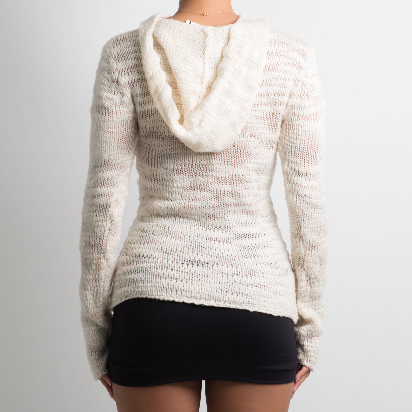 CREAM KNIT HOODED SWEATER