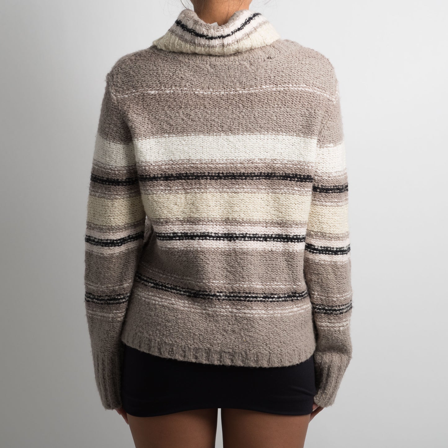 STRIPED KNIT TURTLENECK SWEATER