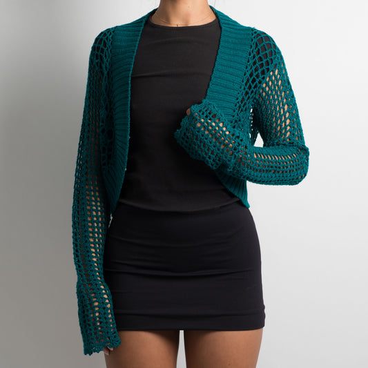 TURQOUISE CROCHET CARDIGAN