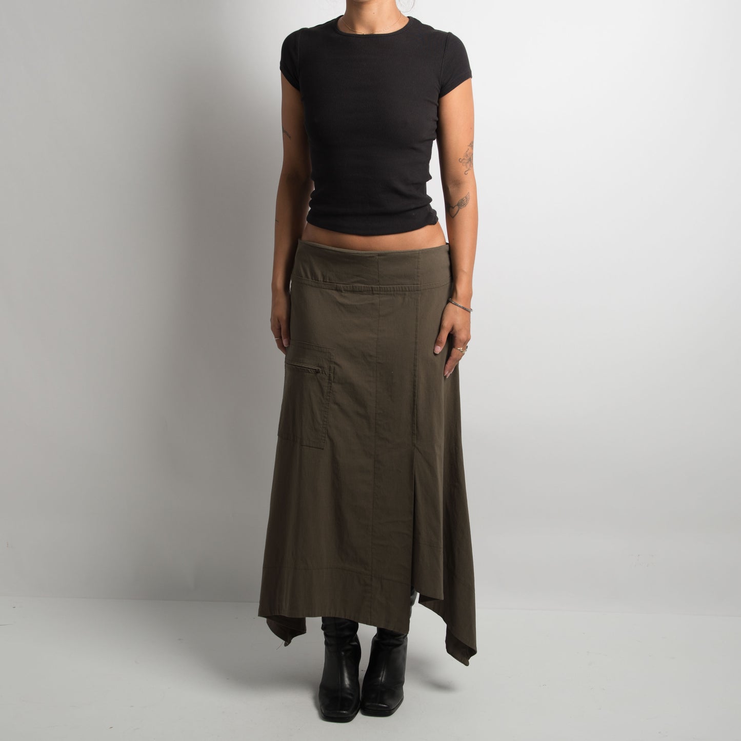 KHAKI ASYMMETRIC SKIRT