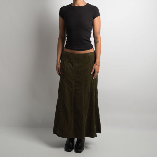 KHAKI CORDUROY LONGLINE SKIRT