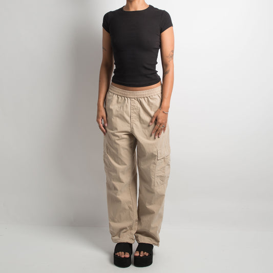 TAN NYLON CARGO PANTS