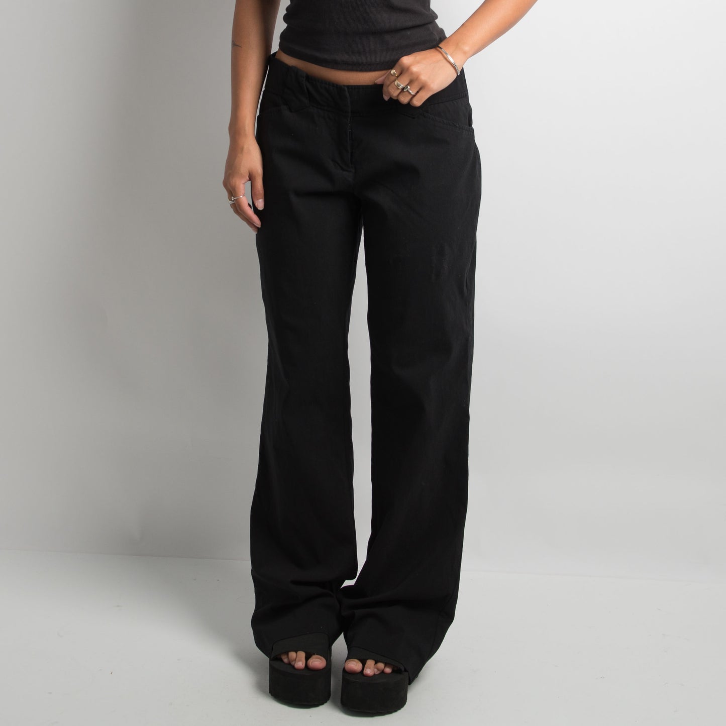 BLACK BOOTCUT TROUSERS