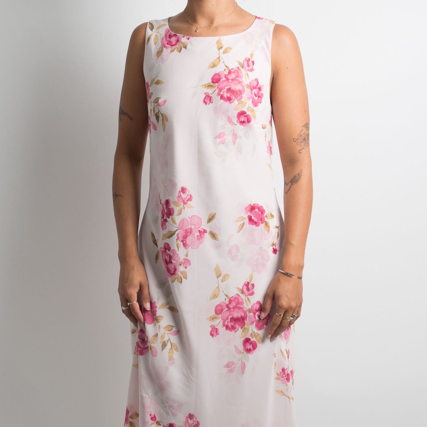 PINK FLORAL MIDI DRESS