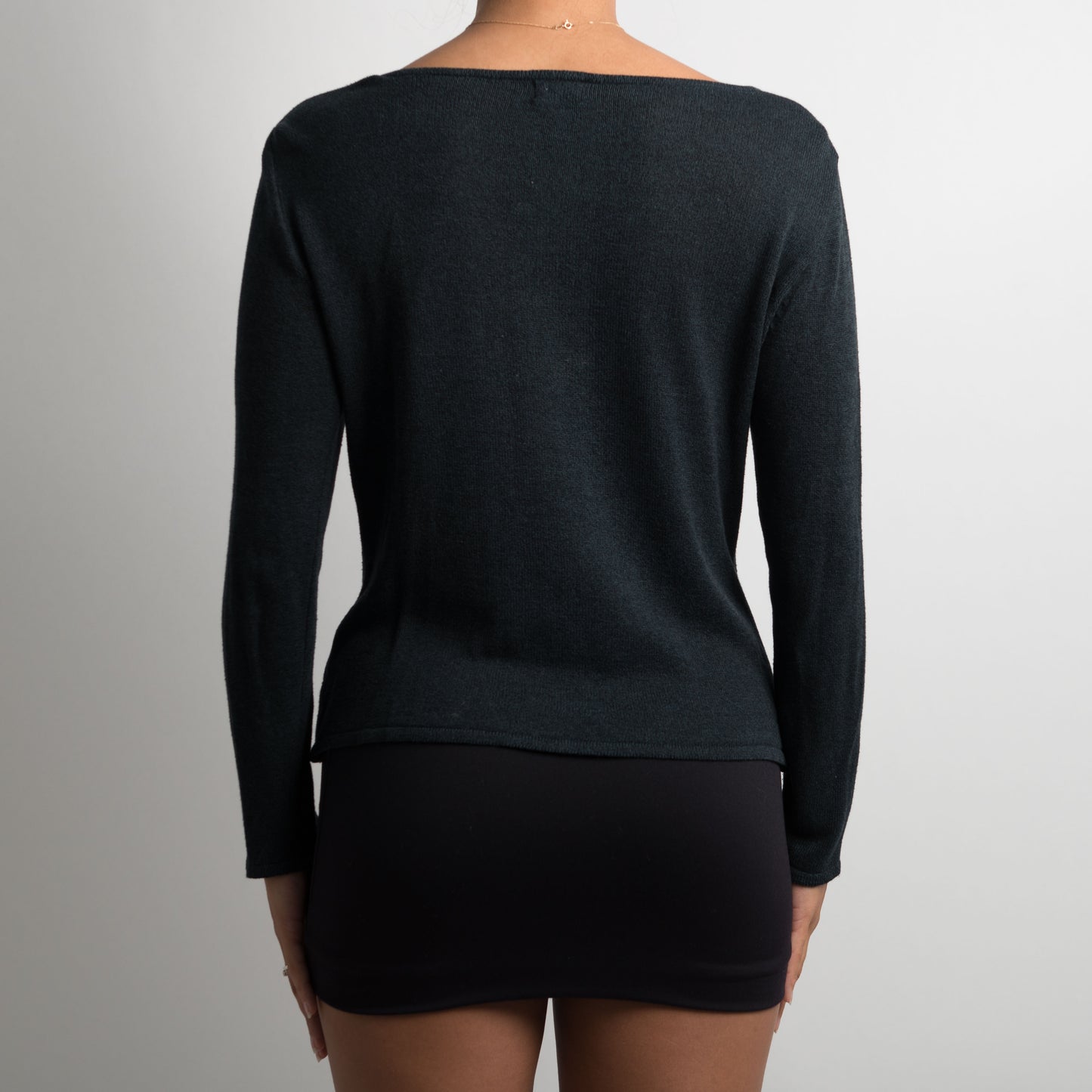 NAVY KNIT ZIP LONG SLEEVE